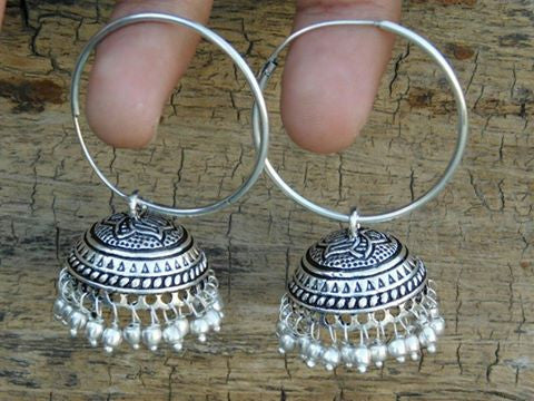 Oxidised German silver earrings